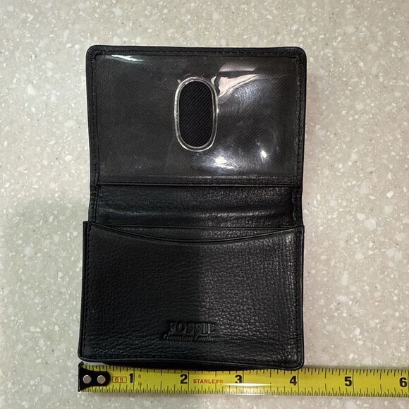 LEXUS Leather Wallet Business Card Holder By Fossil Black Credit Card Holder - Picture 8 of 12